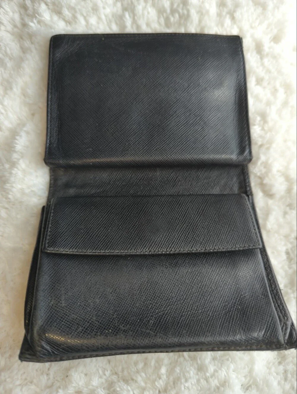 PRADA Authentic Black Nylon And Leather Triangular Logo Wallet Mens Or Women's